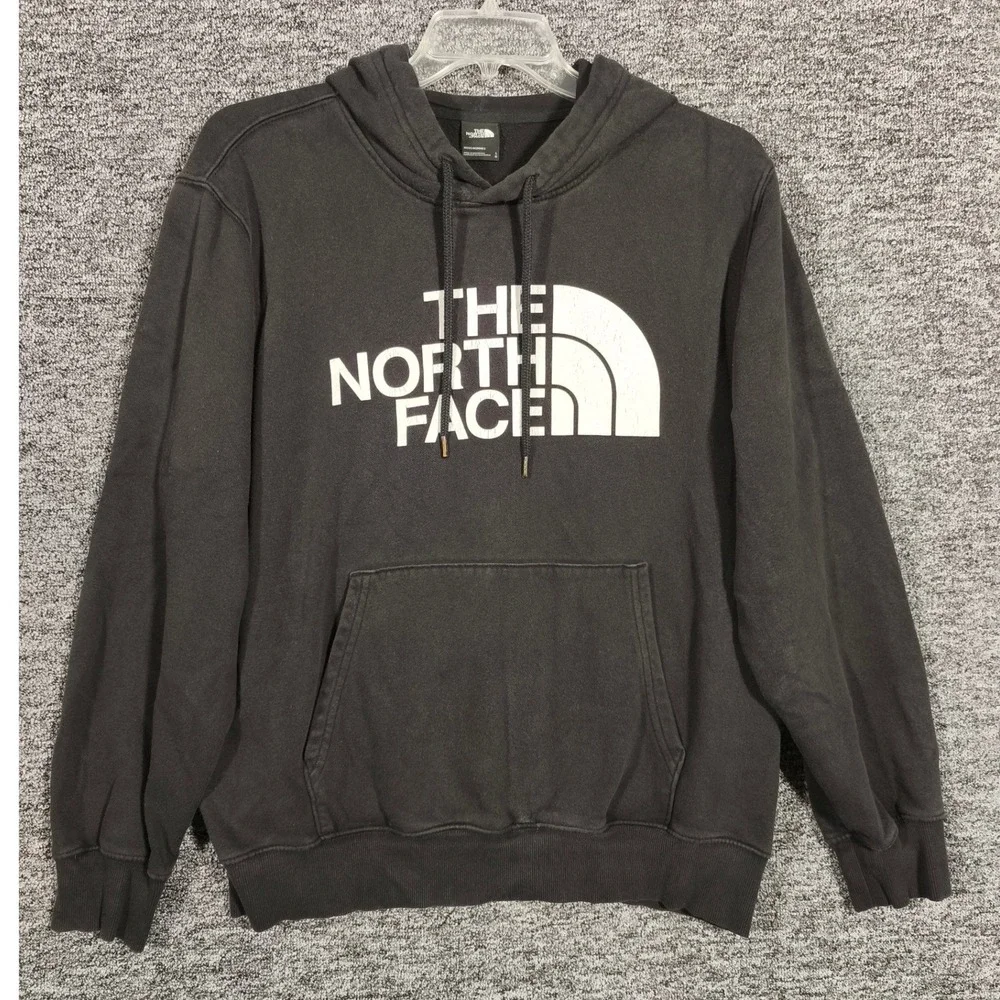 The North Face Mens Large Black Half Dome Logo Pullover Hoodie Sweatshirt L